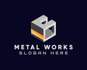 Metal - 3D Metallic Cube logo design