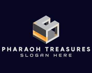 3D Metallic Cube logo design