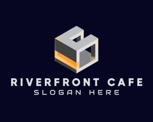 3D Metallic Cube logo design