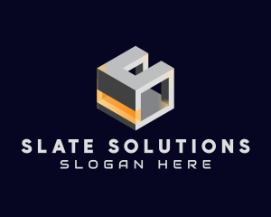 3D Metallic Cube logo design