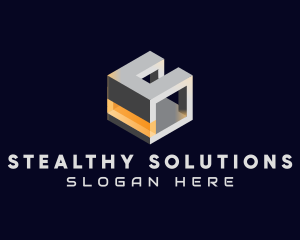 3D Metallic Cube logo design