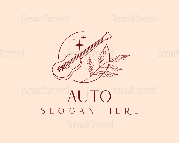 Musical Guitar Emblem Logo