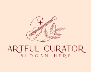 Musical Guitar Emblem logo design