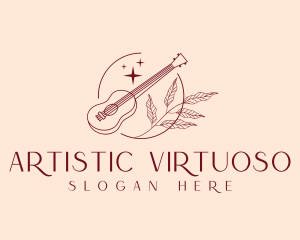 Virtuoso - Musical Guitar Emblem logo design