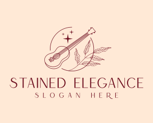 Musical Guitar Emblem logo design