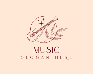 Musical Guitar Emblem logo design