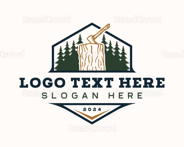 Woodwork Logging Axe Logo