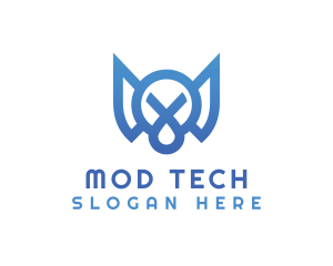 Blue Tech Letter M logo design