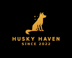 Husky - Gold Hunting Wolf logo design