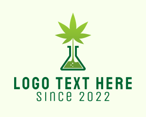 Test Tube - Medical Flask Cannabis logo design