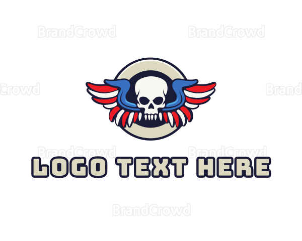 Patriotic Skull Wing Logo