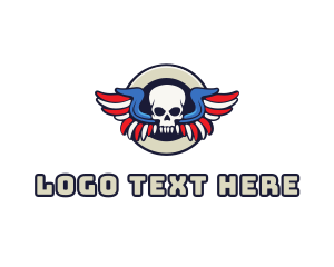 Skeleton - Patriotic Skull Wing logo design