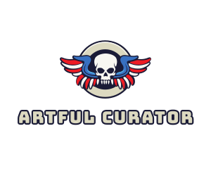 Patriotic Skull Wing logo design