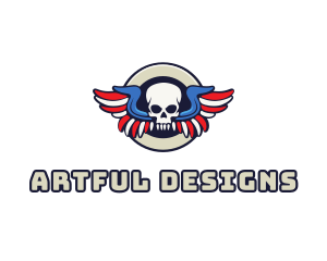 Patriotic Skull Wing logo design