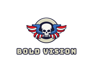 Patriotic Skull Wing logo design