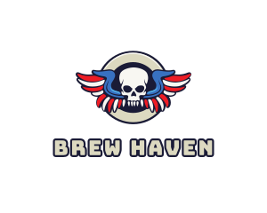 Patriotic Skull Wing logo design