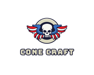 Patriotic Skull Wing logo design