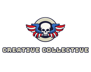 Patriotic Skull Wing logo design