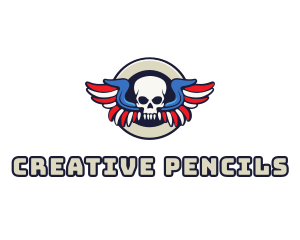 Patriotic Skull Wing logo design