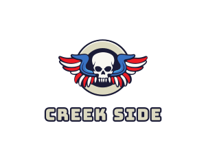 Patriotic Skull Wing logo design