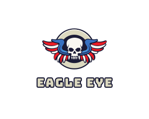 Patriotic Skull Wing logo design