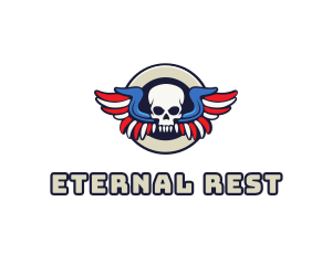 Undead - Patriotic Skull Wing logo design