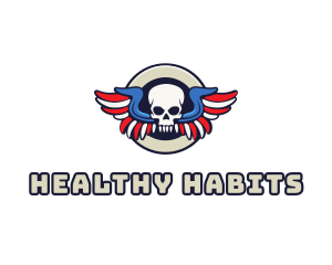 Patriotic Skull Wing logo design