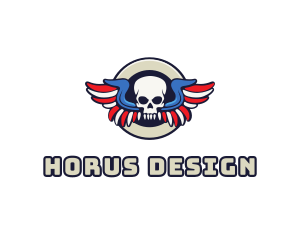 Patriotic Skull Wing logo design