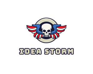 Patriotic Skull Wing logo design