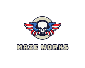 Patriotic Skull Wing logo design