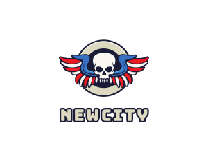 Patriotic Skull Wing logo design