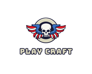 Patriotic Skull Wing logo design