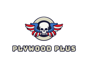 Patriotic Skull Wing logo design