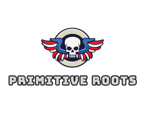 Primitive - Patriotic Skull Wing logo design