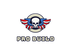 Patriotic Skull Wing logo design