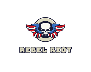 Anarchy - Patriotic Skull Wing logo design