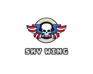 Wing - Patriotic Skull Wing logo design