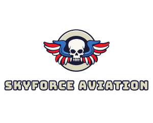 Airforce - Patriotic Skull Wing logo design