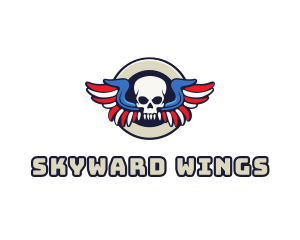 Aeronautics - Patriotic Skull Wing logo design