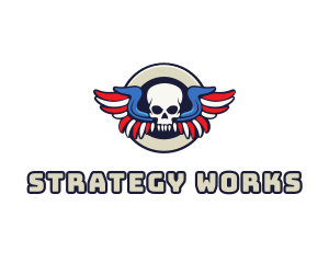 Patriotic Skull Wing logo design