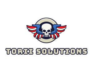 Patriotic Skull Wing logo design