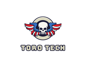 Patriotic Skull Wing logo design