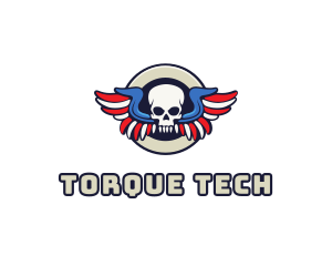 Patriotic Skull Wing logo design