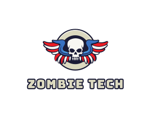 Zombie - Patriotic Skull Wing logo design