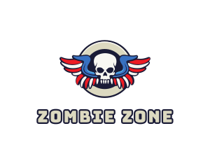 Zombie - Patriotic Skull Wing logo design