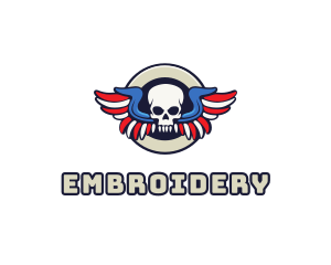 Patriotic Skull Wing logo design