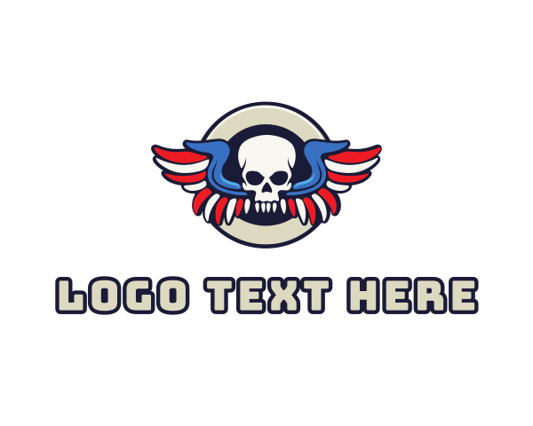 Airforce - Patriotic Skull Wing logo design