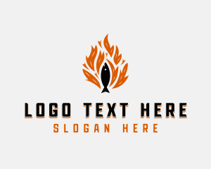 Roasting - Fish Grilling Flame logo design