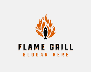 Fish Grilling Flame logo design