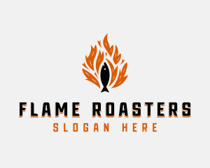 Roasting - Fish Grilling Flame logo design